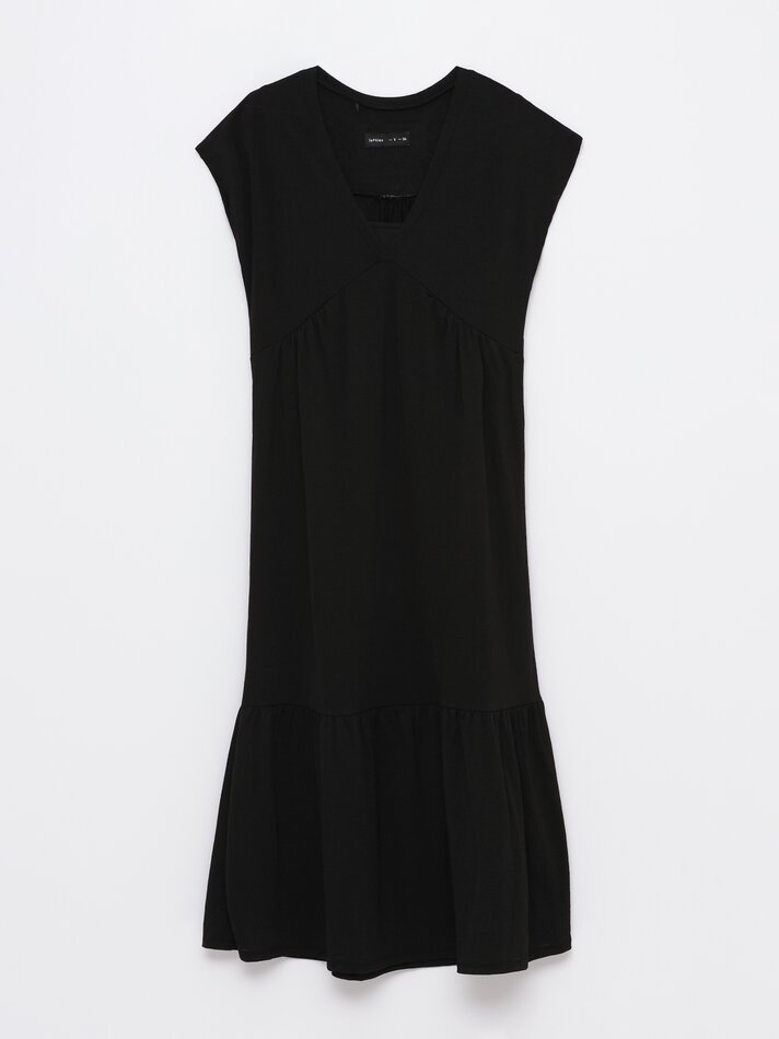 Vestido maxi texturizado - Preto