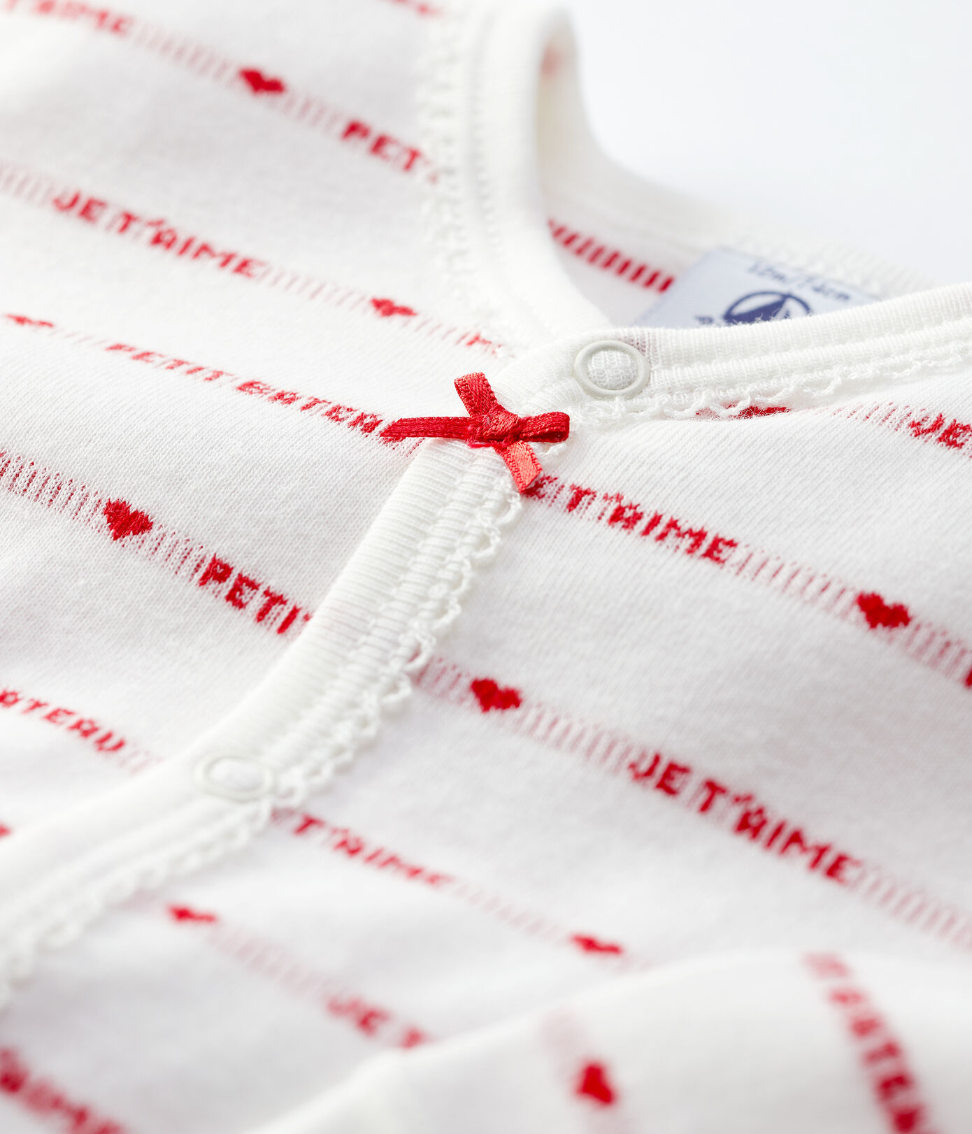 Dors-bien bébé sans pied Petit Bateau je t'aime en coton biologique