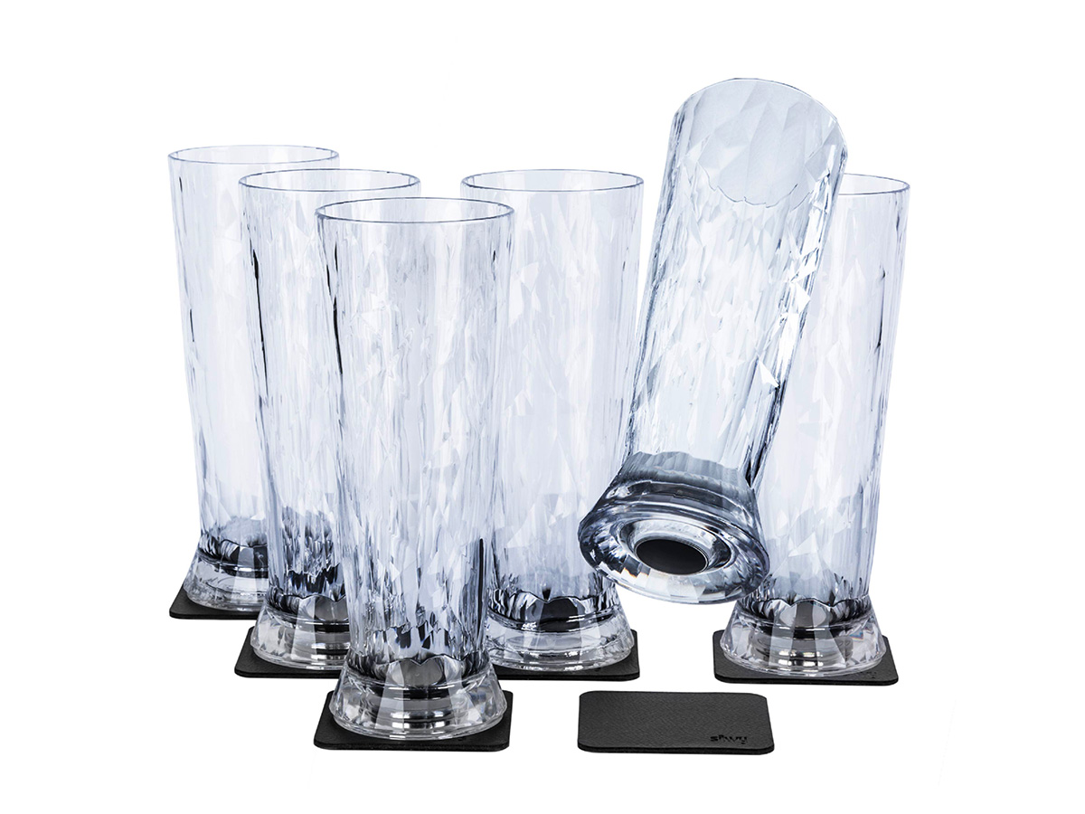 Silwy Bier Magnetische kunststof glazen - set van 6