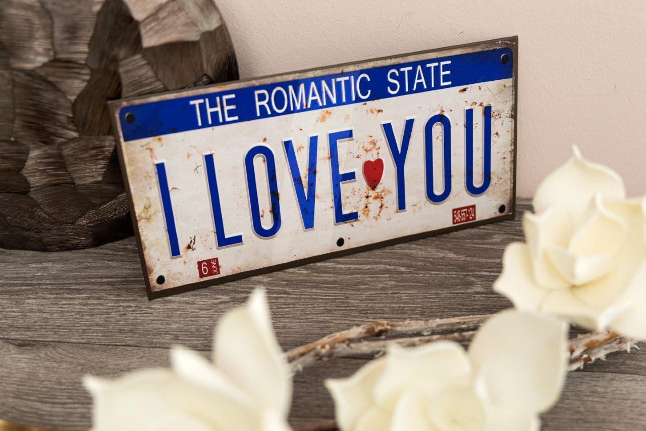 Metallschild - Romantic State - 30x15 cm