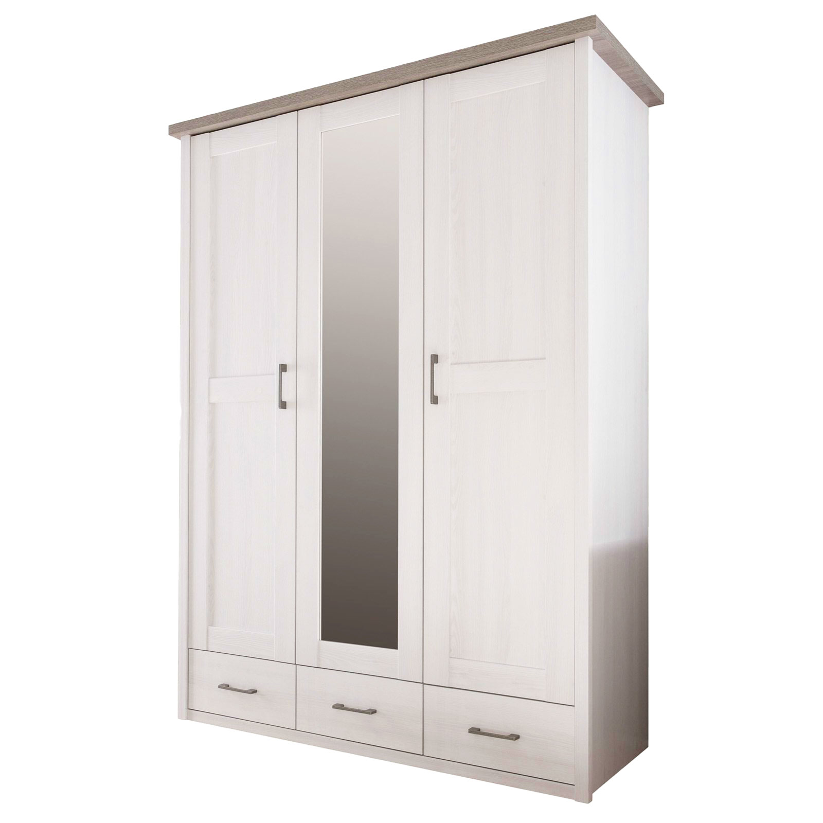Kleiderschrank - Pinie-weiß - Trüffel - 148 cm