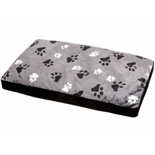 Colchão para cachorro com estampa de pata, cinza
