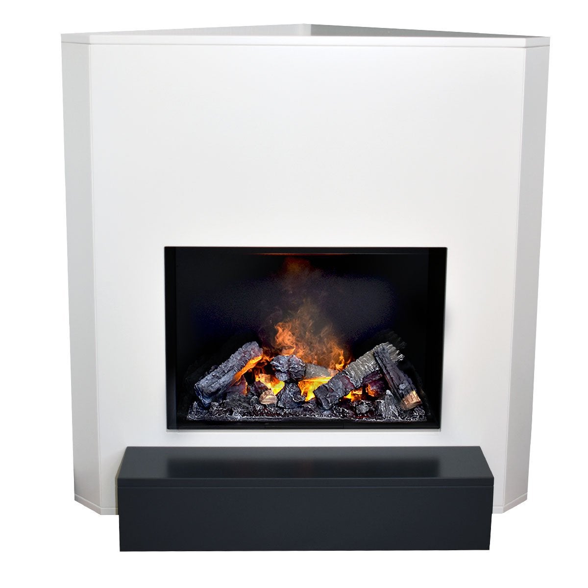 GLOW FIRE Elektrische haard 'Fontane' | Waterdamphaard met kachel in wit als hoekhaard | HxBxD: 100x98,5x71,5 cm
