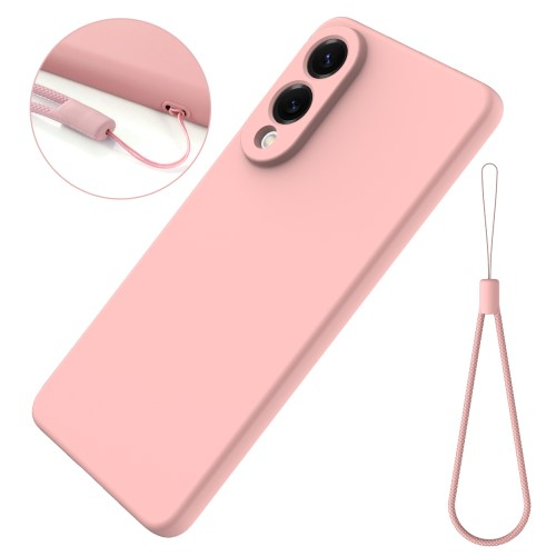 Samsung Galaxy S25 Edge Silikon Case Hülle mit Kameraschutz   Trageschlaufe - Rosa