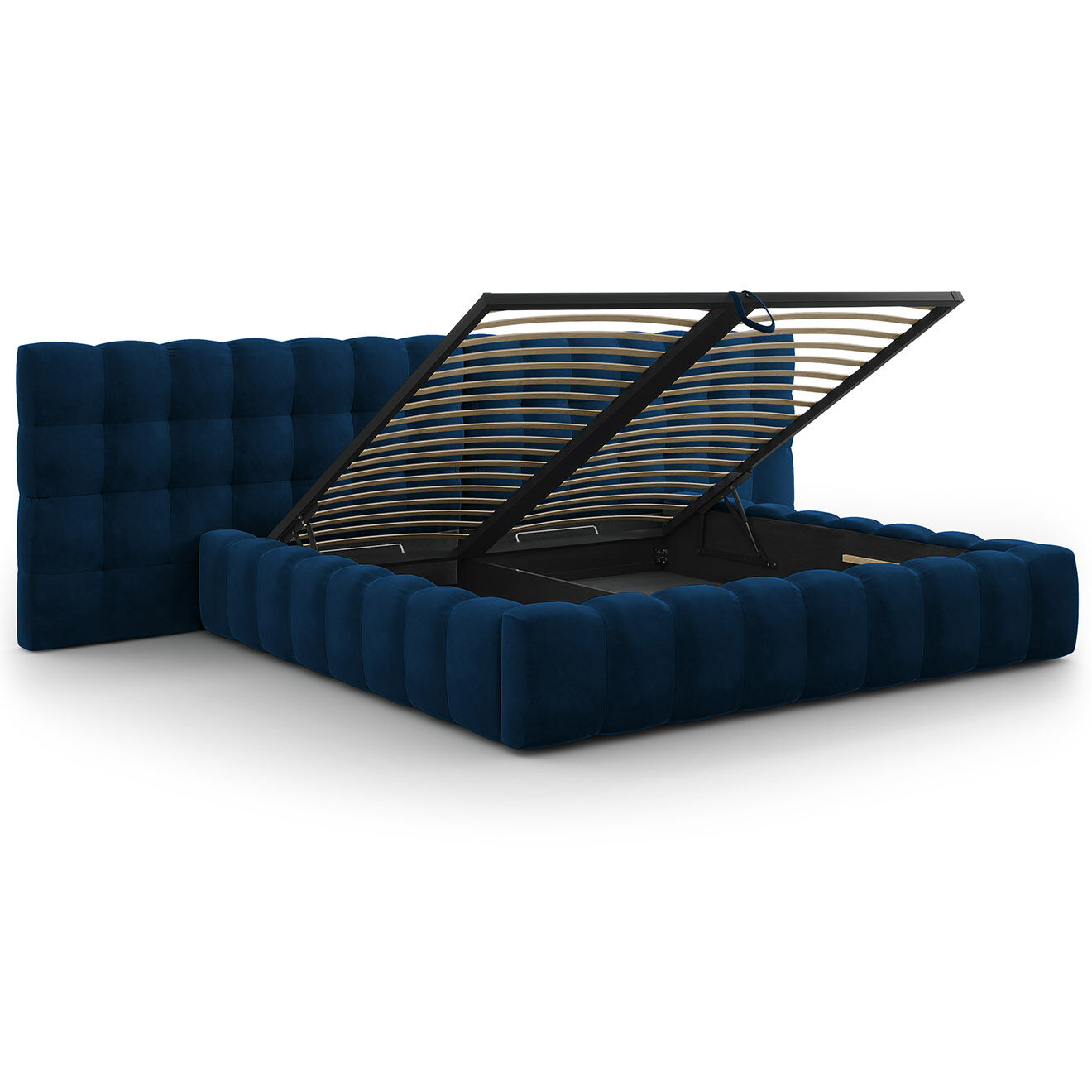 Cosmopolitan Design Lit avec coffre de rangement Bali Velours bleu roi - 200x200 cm