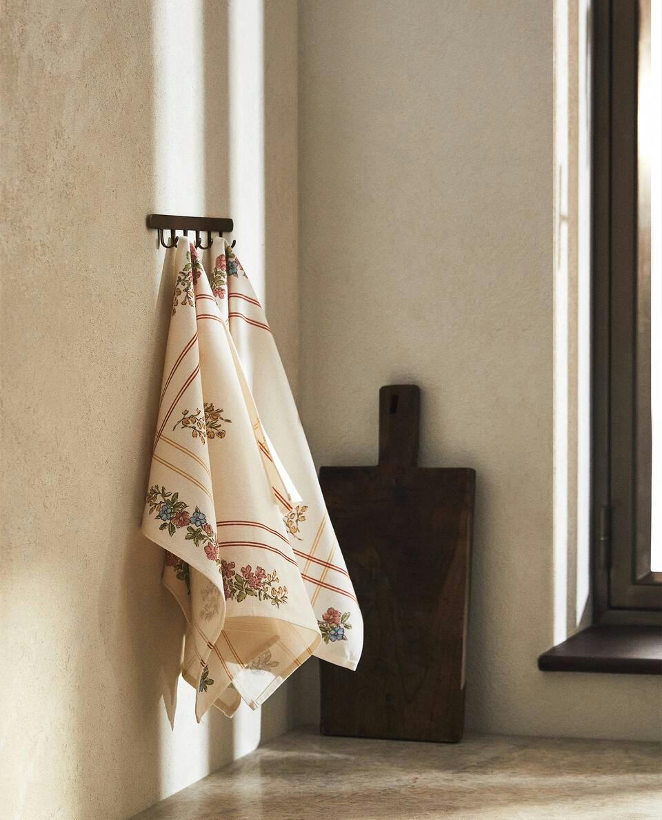 Pano de prato com estampa floral (pacote com 2)