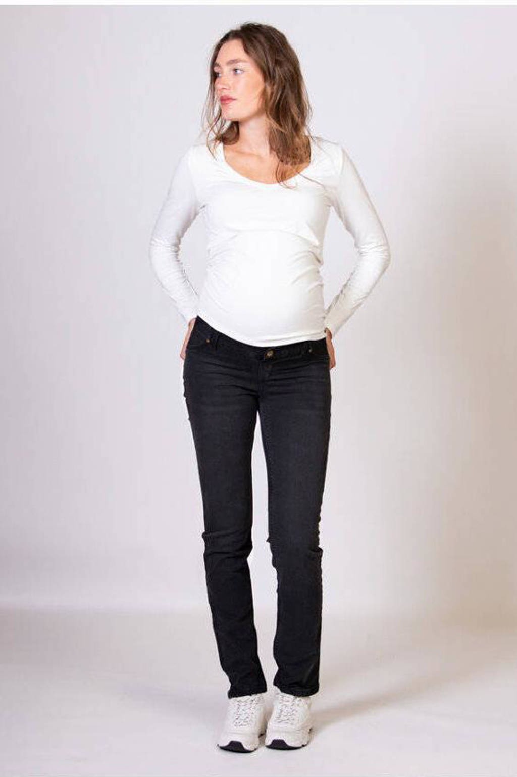 LOVE2WAIT low waist zwangerschaps straight leg jeans charcoal
