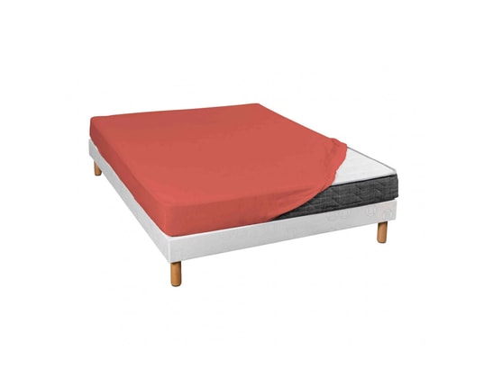 TERRE DE NUIT - Drap housse jersey orange terracotta bonnet 30 cm 180x190
