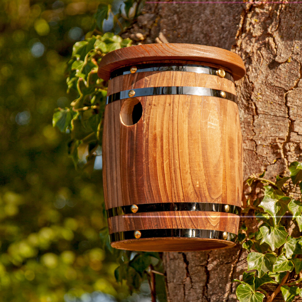 Nid d'oiseaux en baril