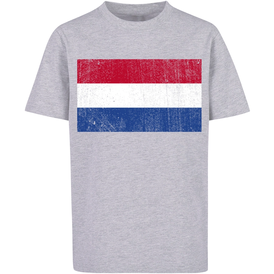 F4NT4STIC T-Shirt Netherlands NIederlande Holland Flagge distressed heather grey