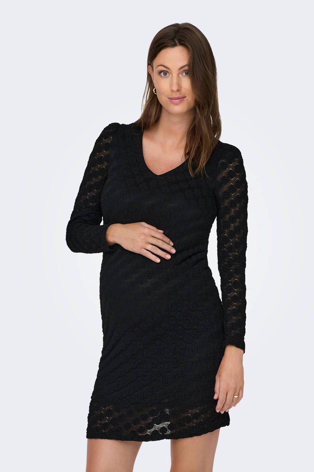 ONLY MATERNITY zwangerschapsjurk OLMRIE met textuur zwart
