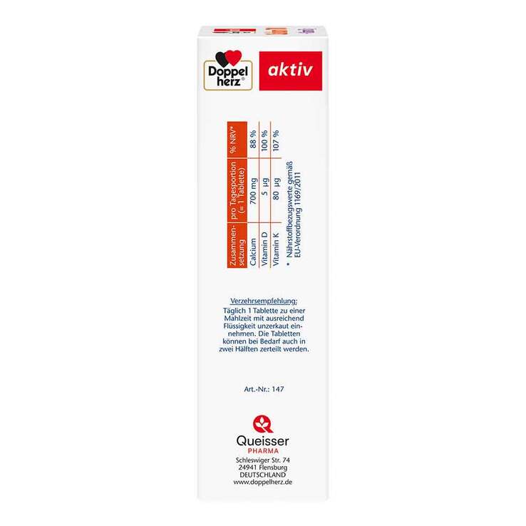 Doppelherz Calcium 700 + Vitamin D3 Tabletten, 80 St