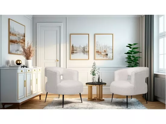 Fauteuil en tissu bouclette 