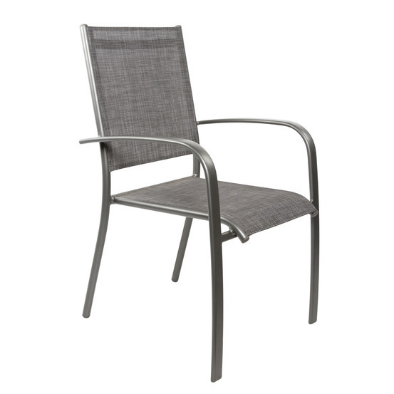 Fauteuil de jardin ARIES Bello aluminium et toile gris - 62x56x90 cm