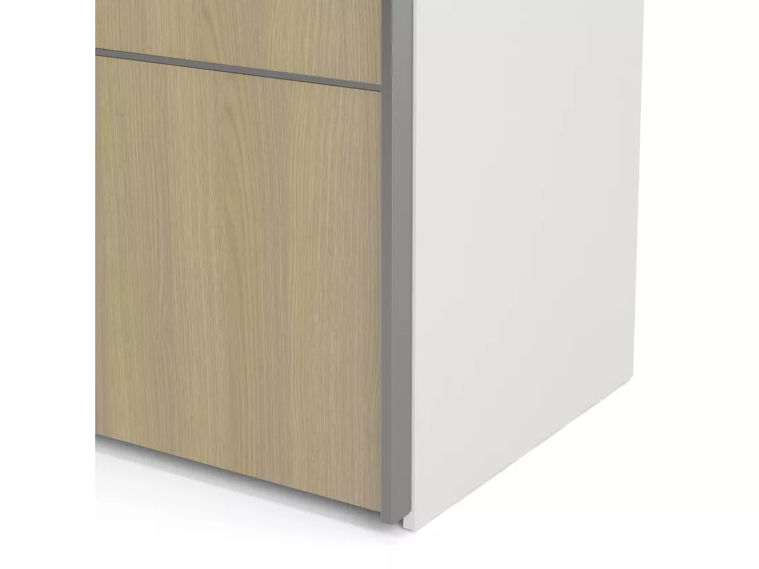 Garde-robe 2 portes Accadia, Meubles de chambre, Penderie de plain-pied, Placard à vêtements, 182x64 h202 cm, Chêne et Blanc
