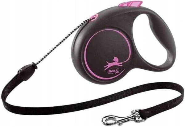Flexi FLEXI Uttrekkbart bånd Sort Design M, 5 m tau, rosa farge