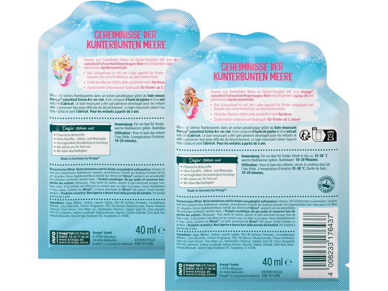 Kneipp Schaumbad Regenbogen Nixe 40 ml Natürliches Schaumbad für sensible Kinderhaut