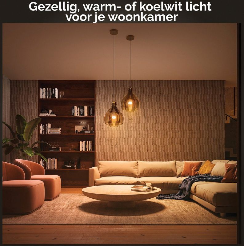 Philips Hue Starterkit - Slimme Verlichting - 3 Lampen - E27 - 1100lm - 1 Dimmer Switch