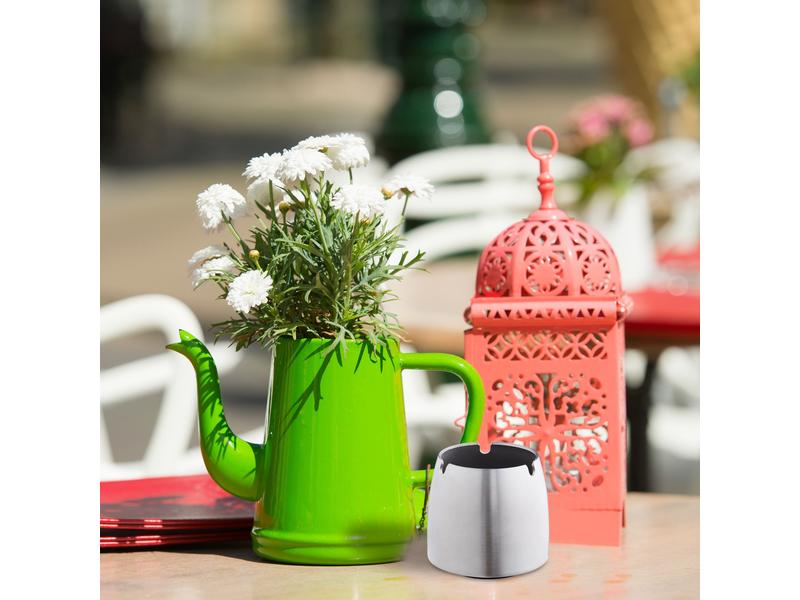 relaxdays Aschenbecher Edelstahl Silber Windsicherer Aschenbecher