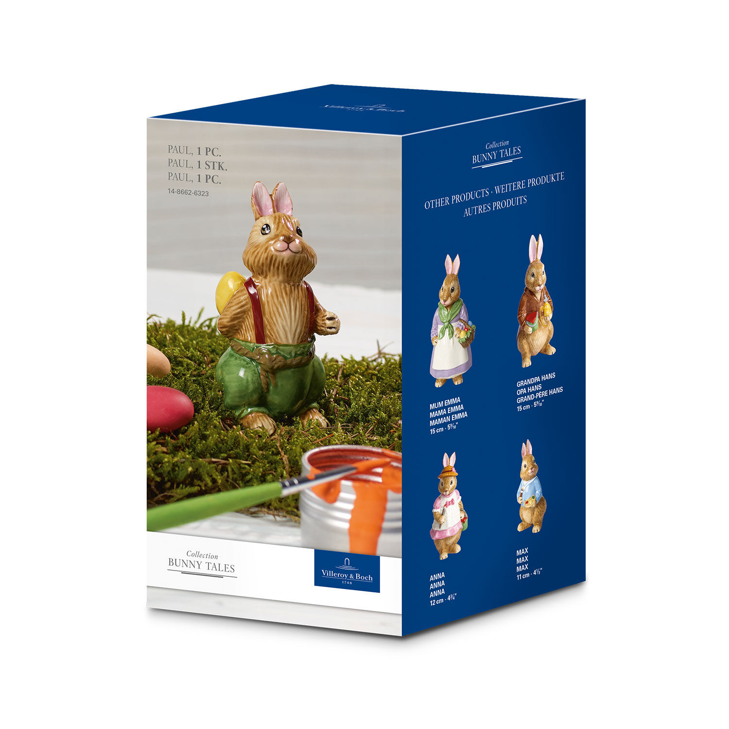 Bunny Tales Easter figurine White, 1.6'' x 1.6'' x 3.2'', porcelain