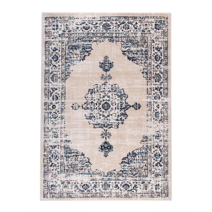 Vintage vloerkleed -  Deep Medaillon Wit/Blauw