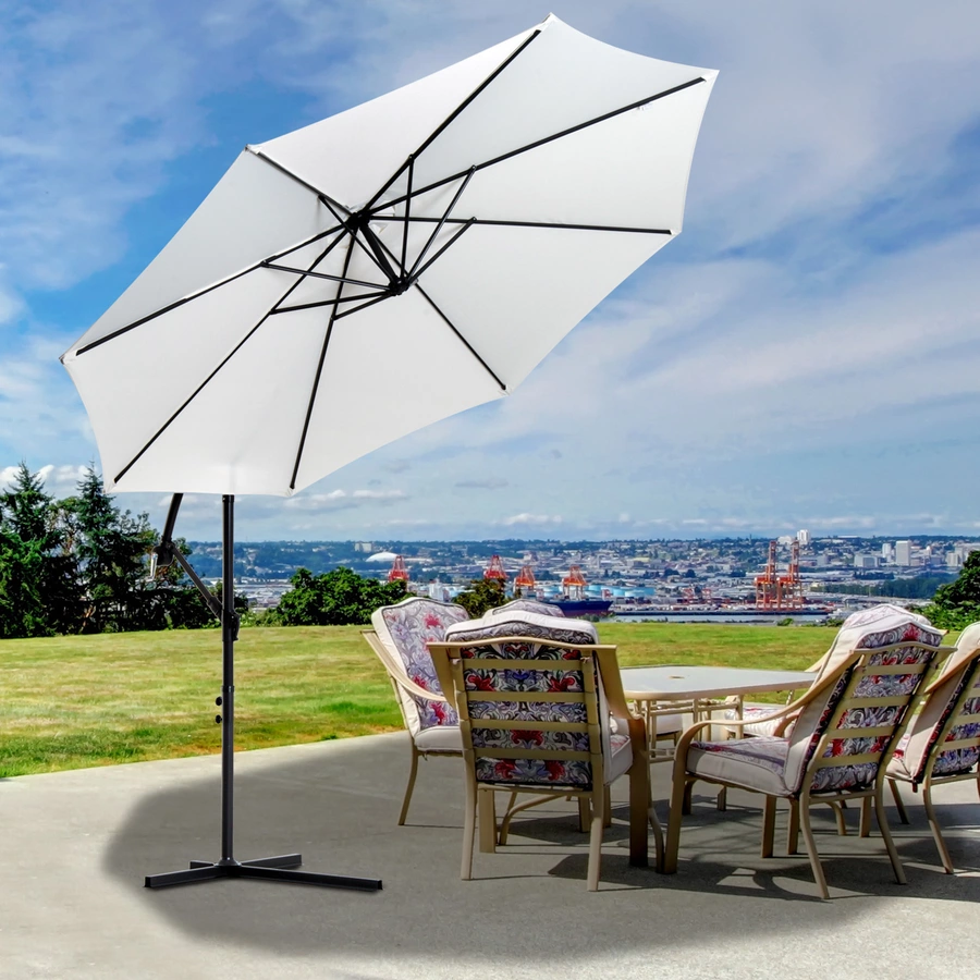 Outsunny Ampelschirm mit Handkurbel creme