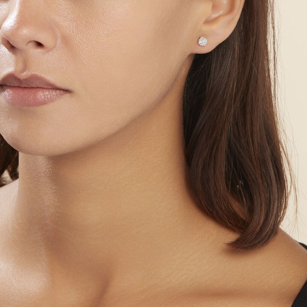 Boucles D'oreilles Puces Or Jaune Trecia Diamants