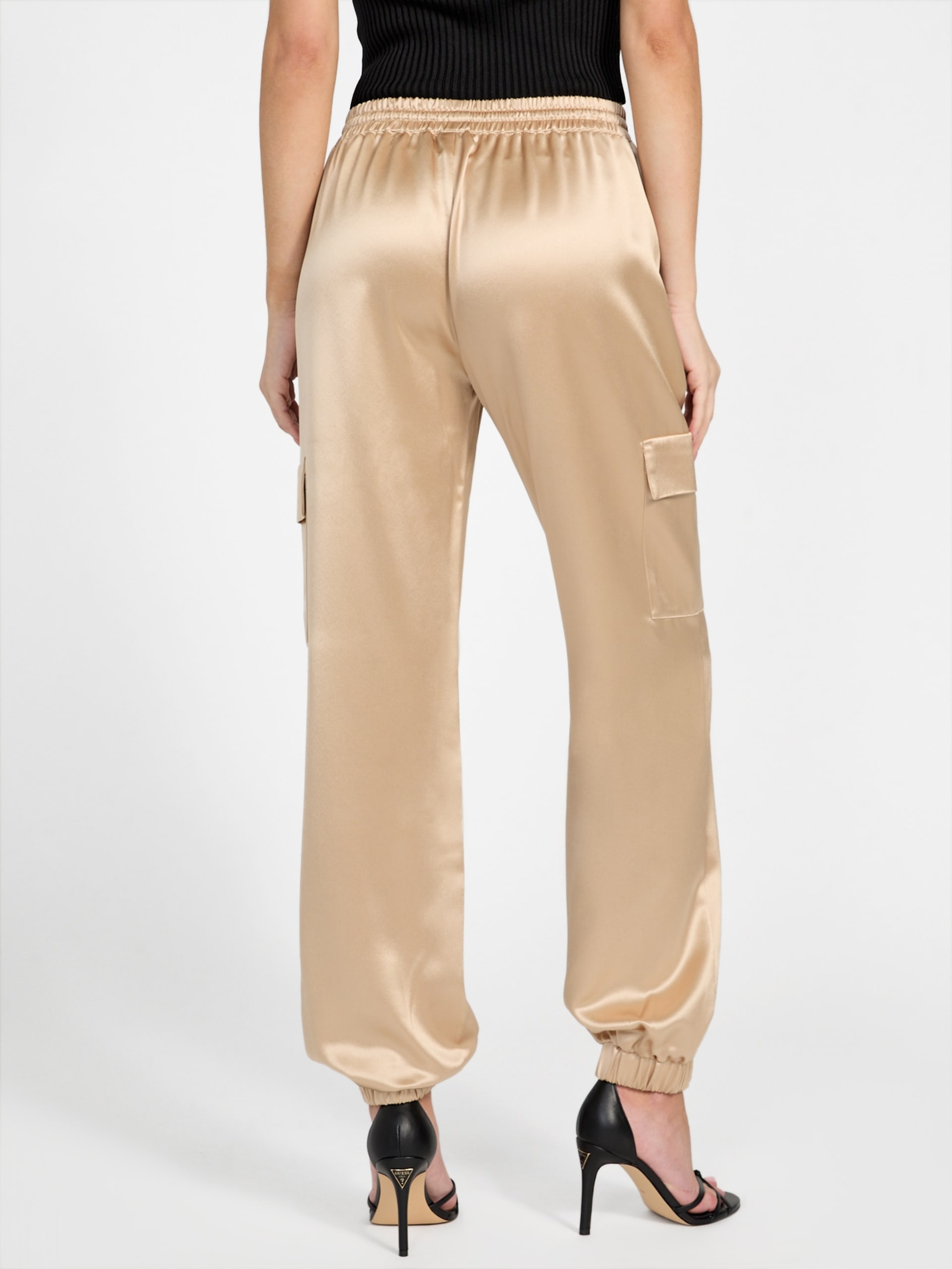Marzia Joggers de cetim com cordão