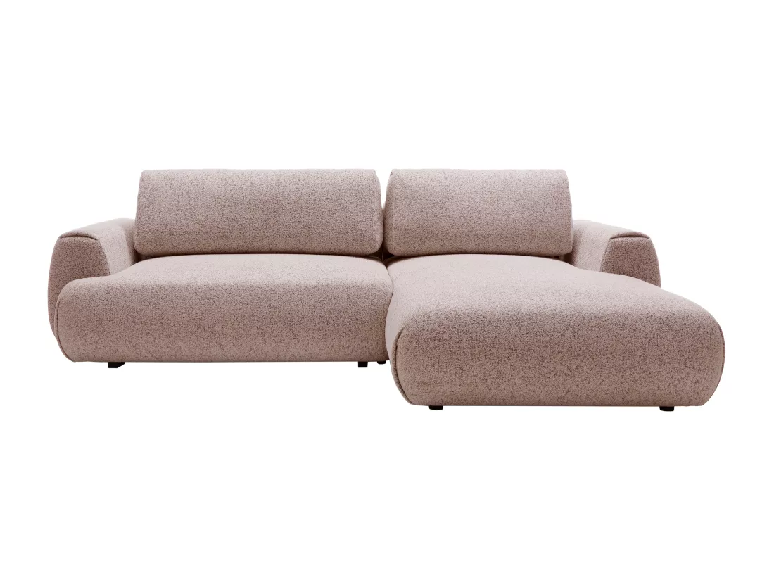 Canapé d'angle droit convertible en tissu texturé rose MONELIA