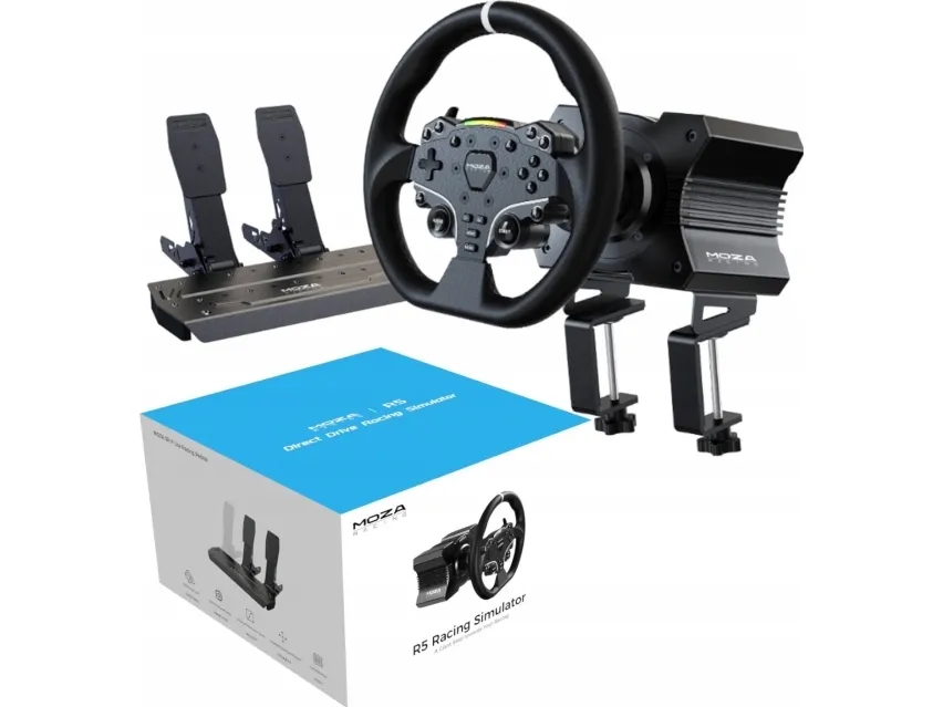 Moza Racing RS20, Rat   Pedaler, PC, Ledningsført, Sort, Stål, Aluminium, Læder