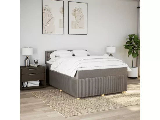 Sommier à lattes de lit avec matelas Taupe 160x200 cm Tissu