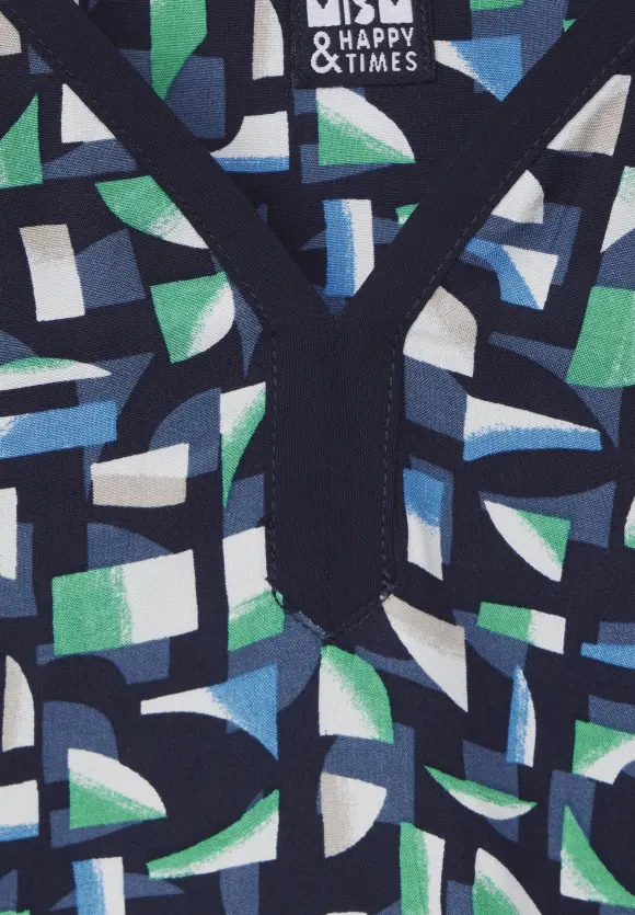 Print Viskosebluse - universal blue
