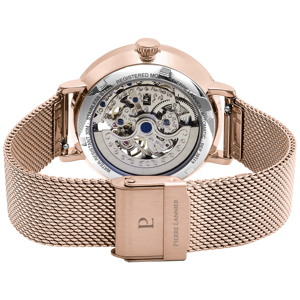 Montre Pierre Lannier femme automatique acier doré rose
