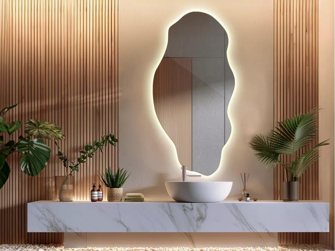 Miroir décoratif mural éclairé par LED Premium pour salle de bain de maquillage 50 cm x 100 cm - Lumière neutre