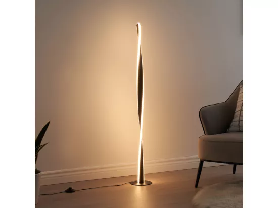 Lampadaire noir dimmable LED torsadé - Mazen