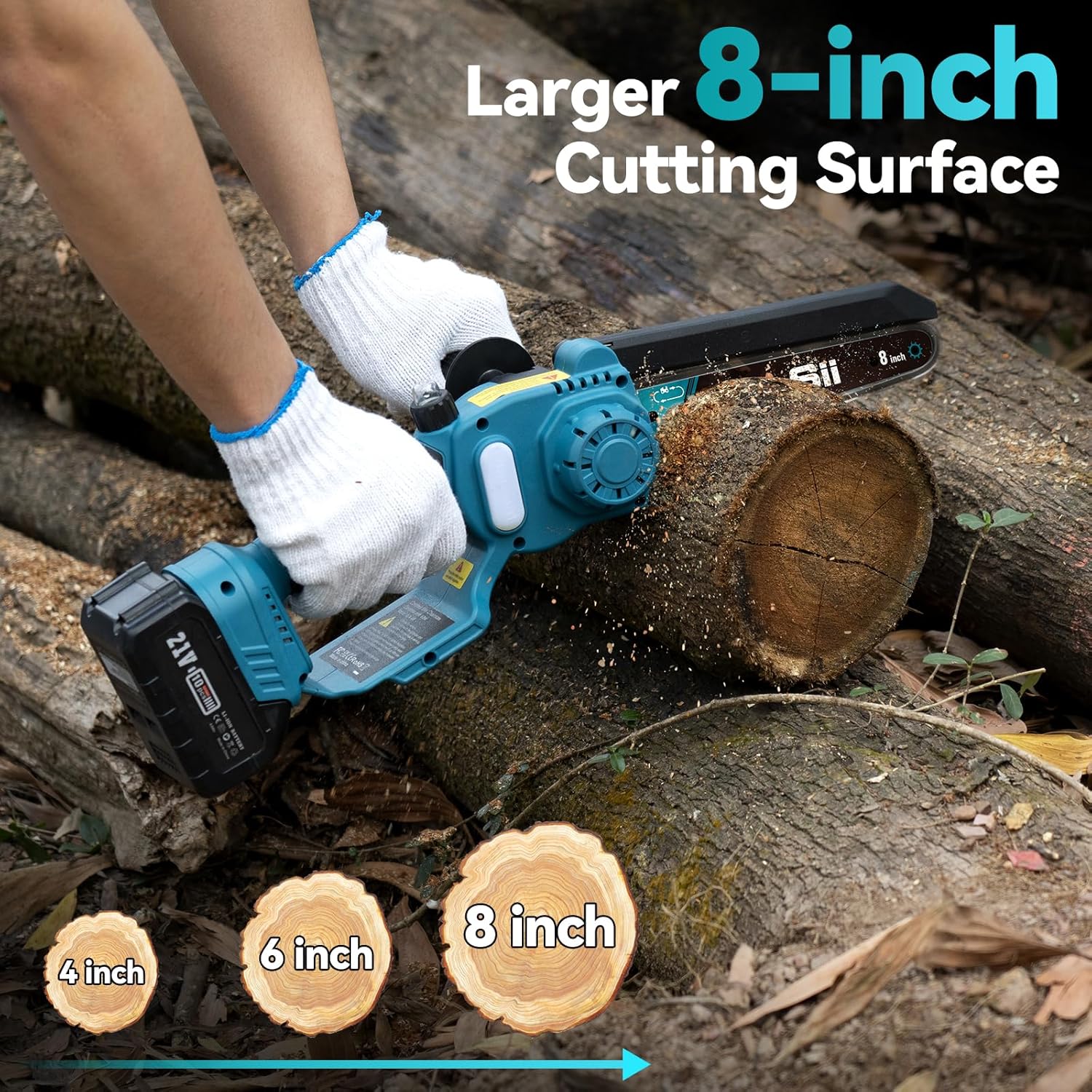 SEESII 2-in-1 Akku Astsäge & Mini Kettensäge mit 2×4000mAh Akkus, 8 Zoll Bürstenlose Kettensäge mit Teleskopstange, Ausziehbar bis 4,5m für Baumschnitt, Astschnitt und Gartenpflege