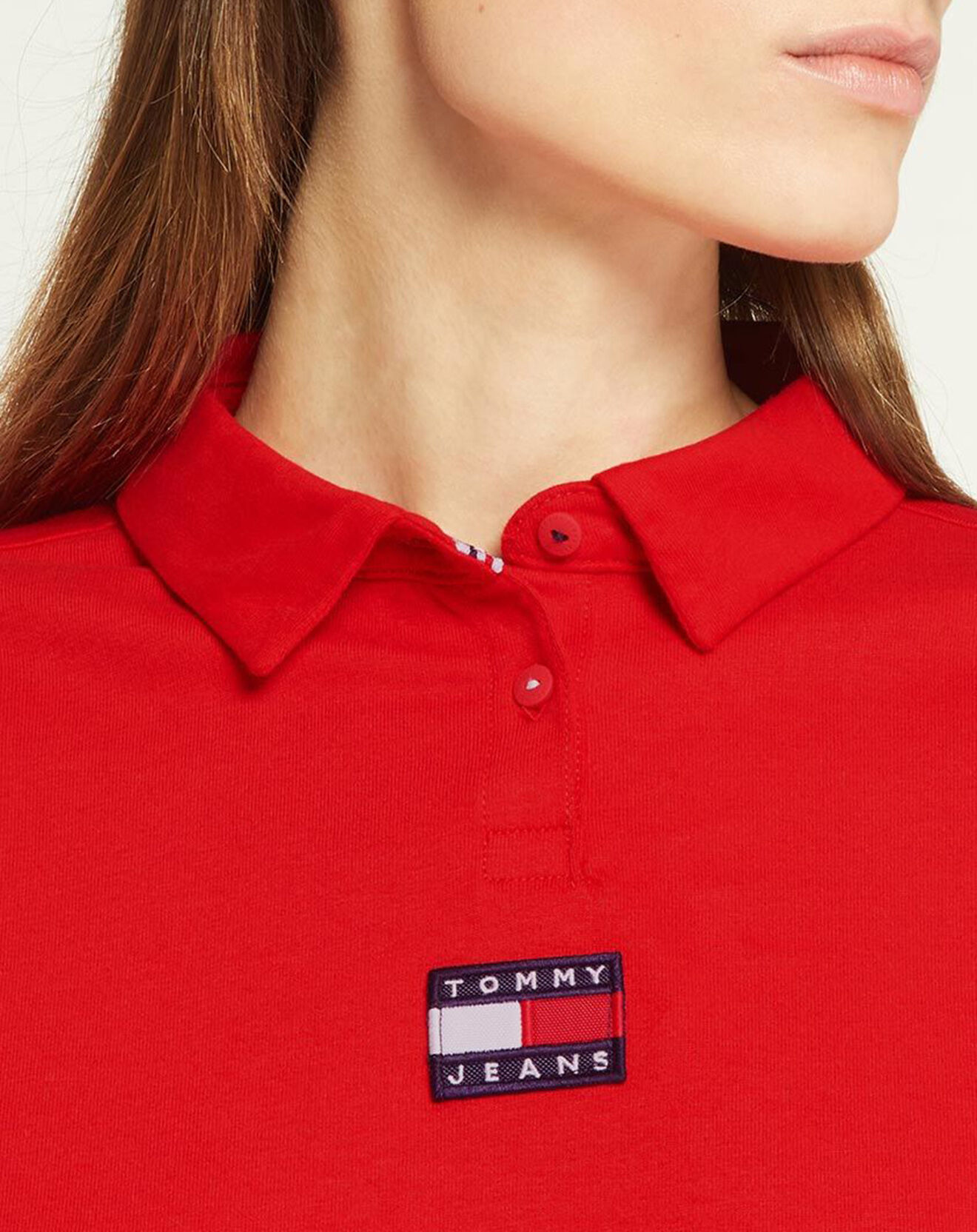 Tommy Jeans Polo Regular 100% Coton Bio Badge rouge