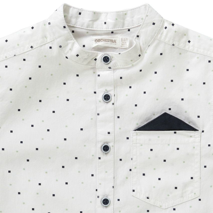 Chemise manches longues imprimée avec faux mouchoir pour garçon - Blanc