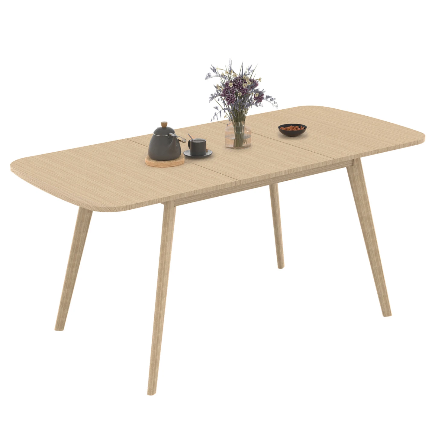 Table à manger extensible rectangle NOOR 4-8 personnes effet bois 120-160 cm