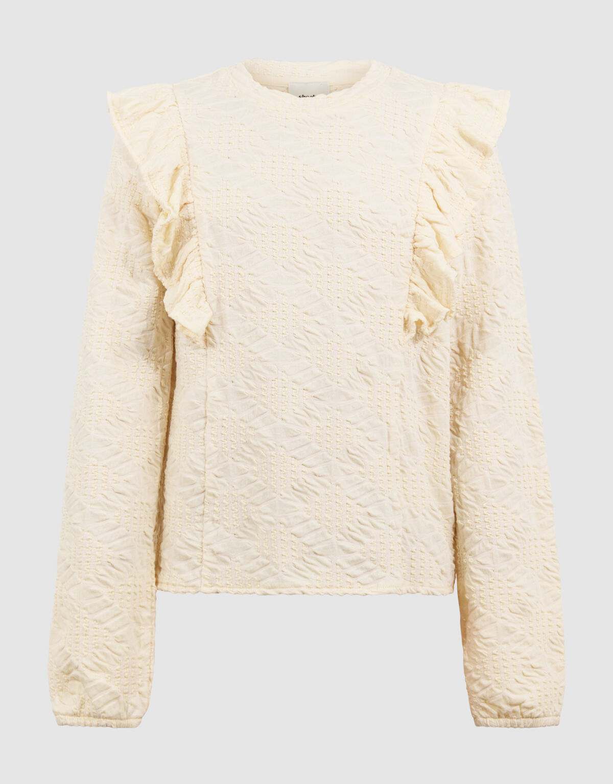 Ruffle Longsleeve Top Gebroken Wit