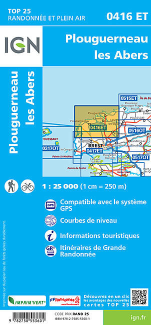 IGN - TOP 25 0416 ET PLOUGUERNEAU LES ABERS 1 25 000