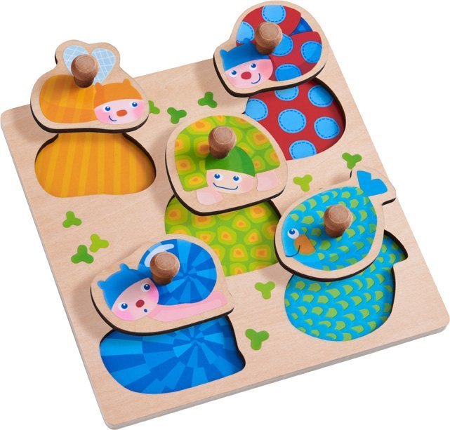 Steckpuzzle BUNTE TIERE 5-teilig aus Holz