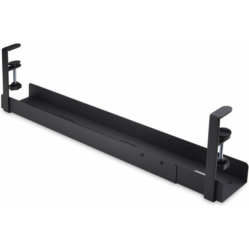 StarTech.com Goulotte Passe Câble Bureau, Organiseur de Câbles Ajustable en Longueur, Installation à Pinces, Aucun Perçage Nécessaire, Support Multiprise, Noir