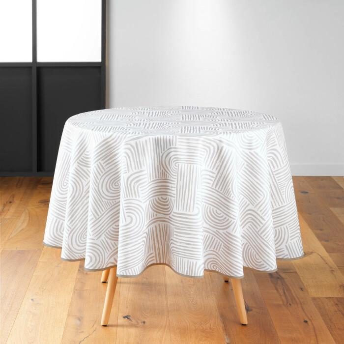 NAPPE RONDE D.180CM IMPRIME PANDORE NATUREL