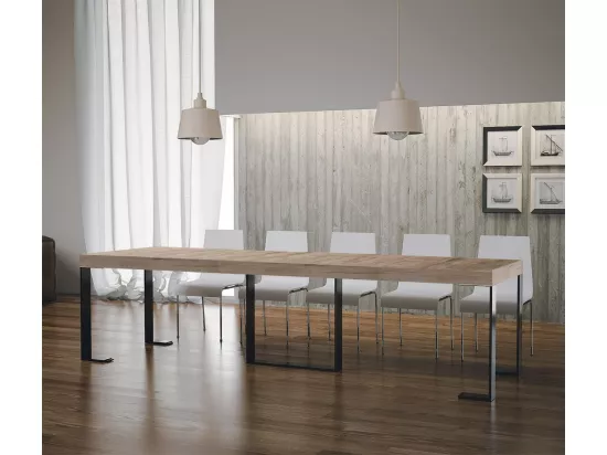 Console extensible 90x40/300 cm Futura Premium Chêne Nature cadre Anthracite