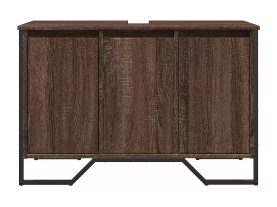 Armoire lavabo de salle de bain chêne marron 91x35x60 cm