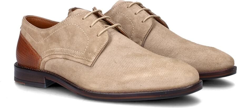 Nelson suède veterschoenen beige