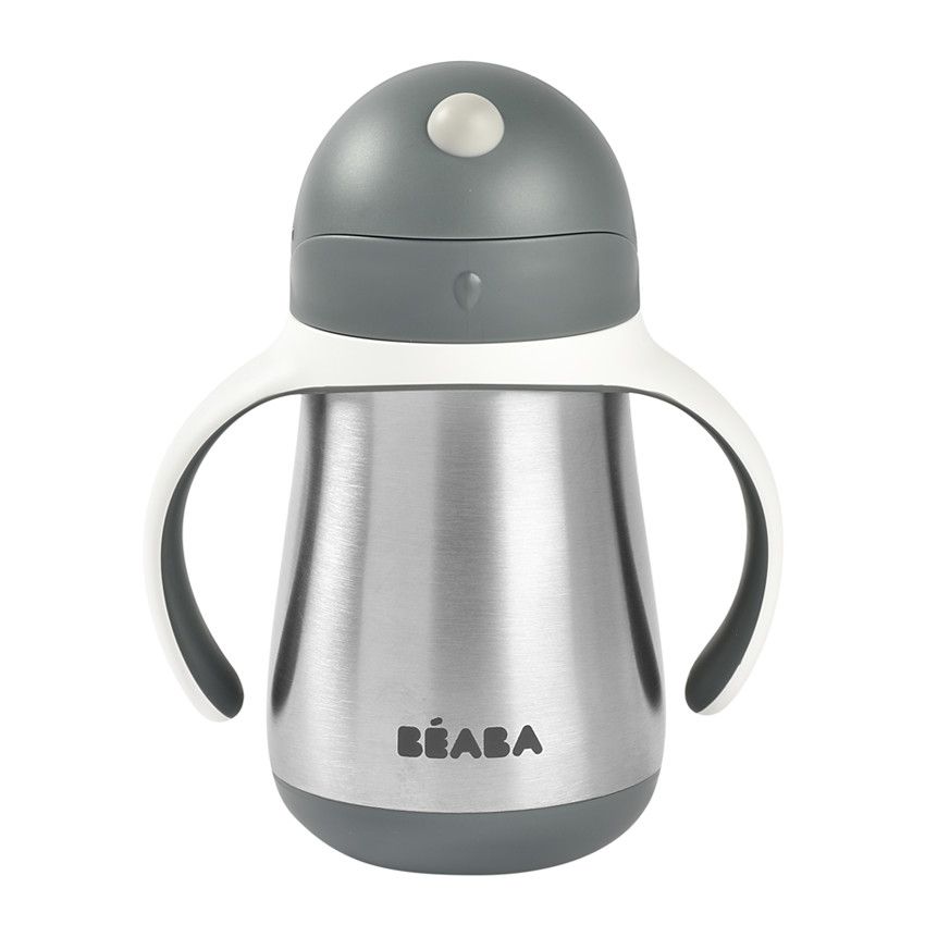 Tasse à paille en inox 250 ml - Gris minéral - Ecru