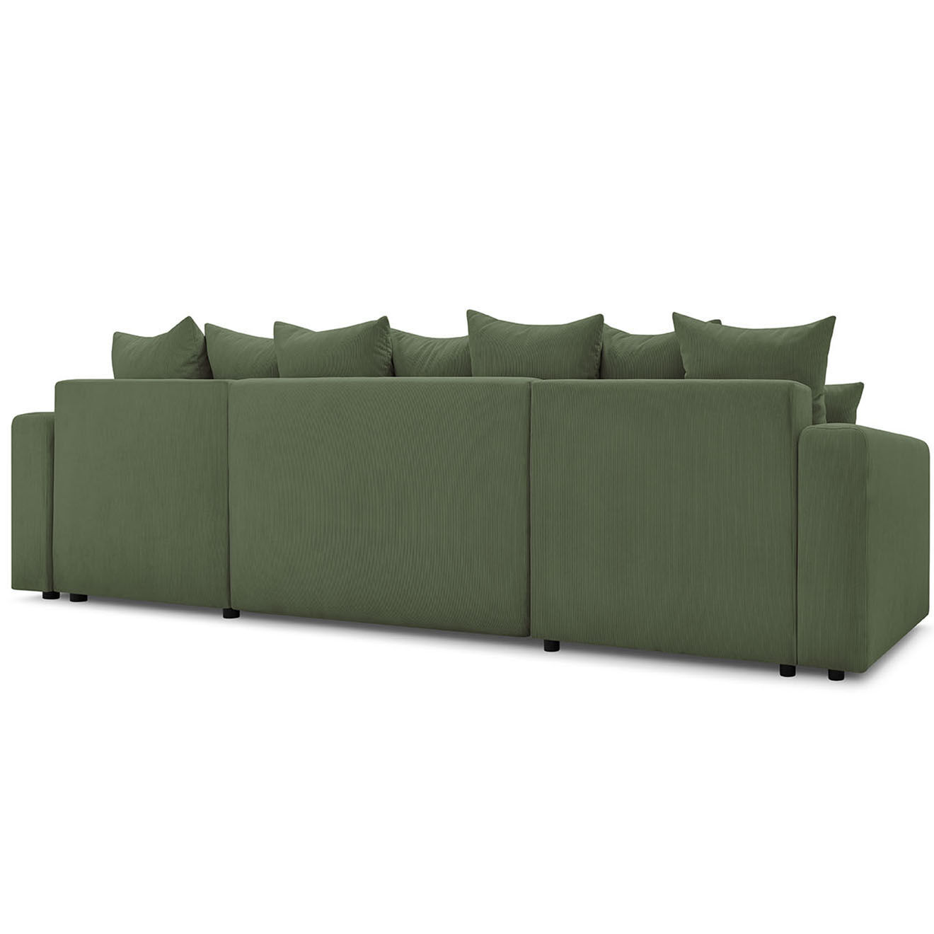 Bobochic Canapé d'angle panoramique convertible coffre Envy vert - 153/97/153x386x95 cm