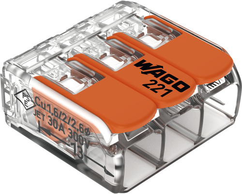 Wago 221-613 COMPACT-klemblok 0,5-6 mm² 3-aderige hefboomklem 8 stuks